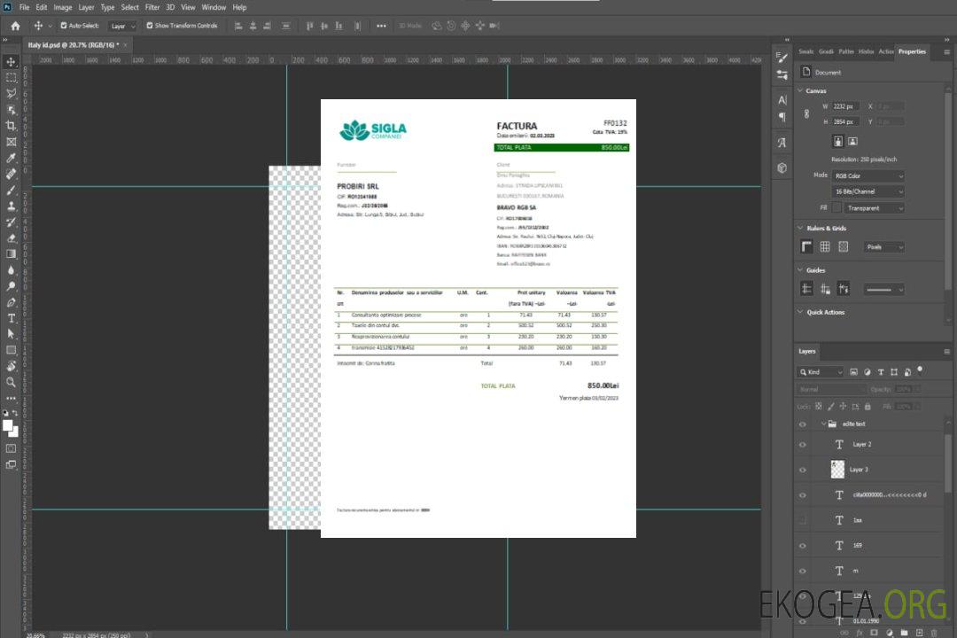 Sigla Companiei facture d'entreprise de services publics, SCR template